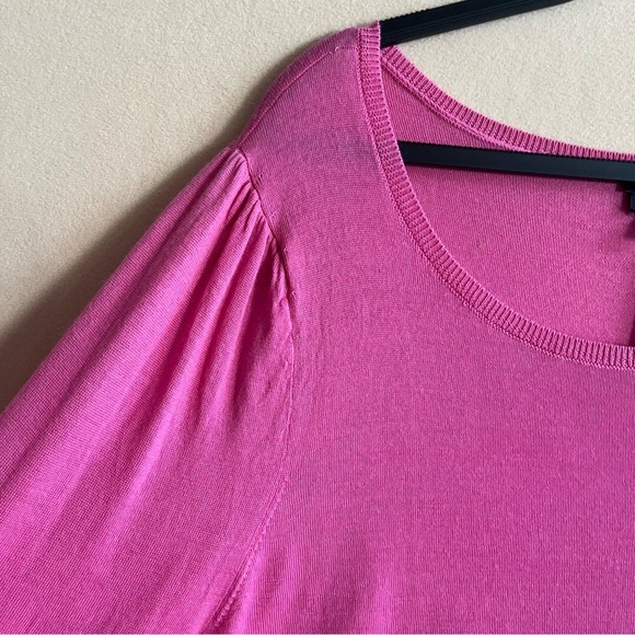 Talbots Women Sweater Merino Wool Puff Sleeve NEW BarbieCore Pink size 2X - Picture 6 of 12